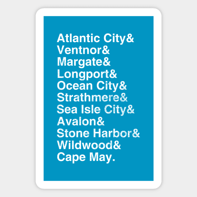 South Jersey Beaches List (distressed) Magnet by GloopTrekker